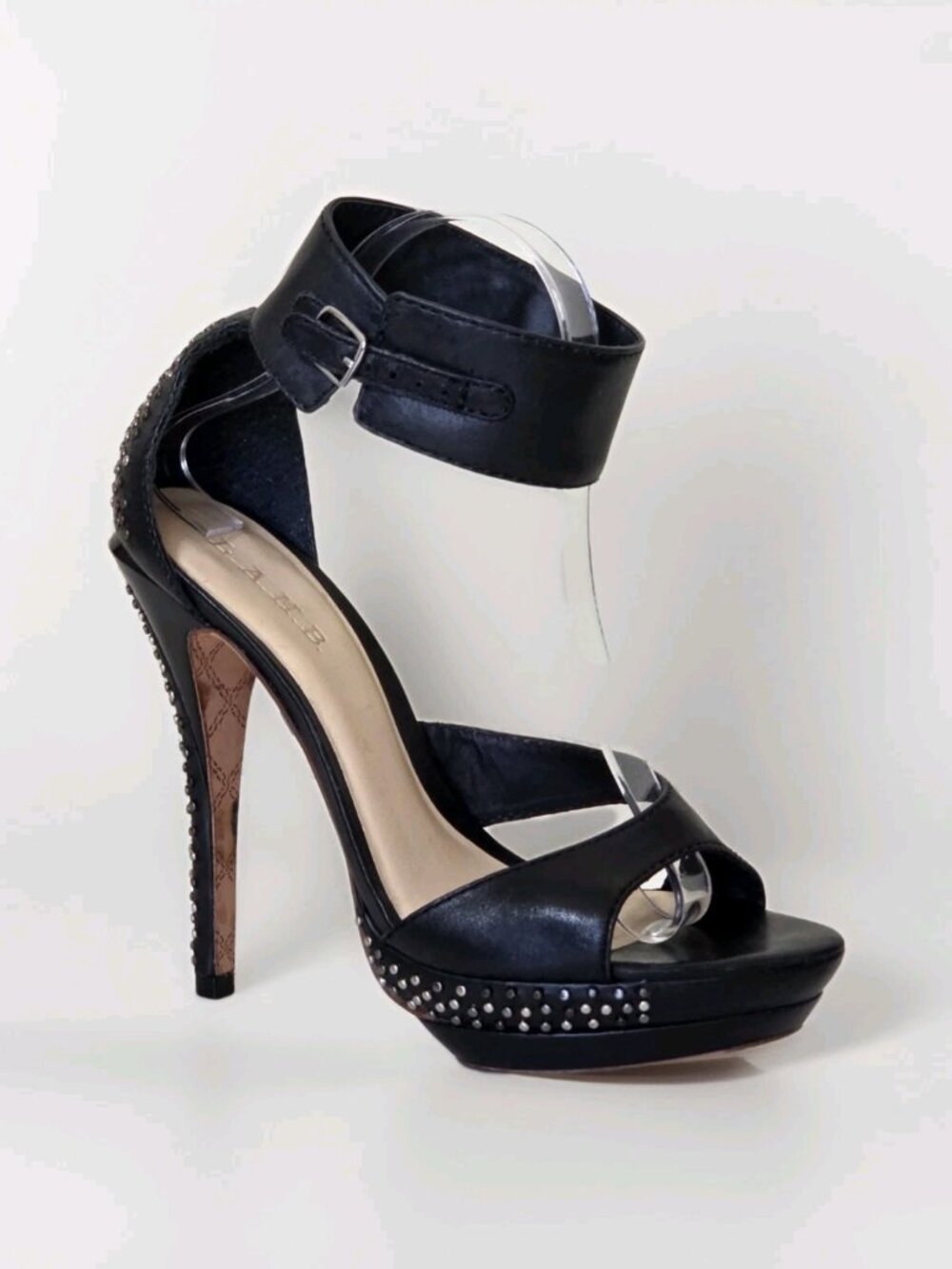 Vtg L.A.M.B Gwen Stefani Studded Stiletto Sandals US 9M Ankle Strap Platform Y2K